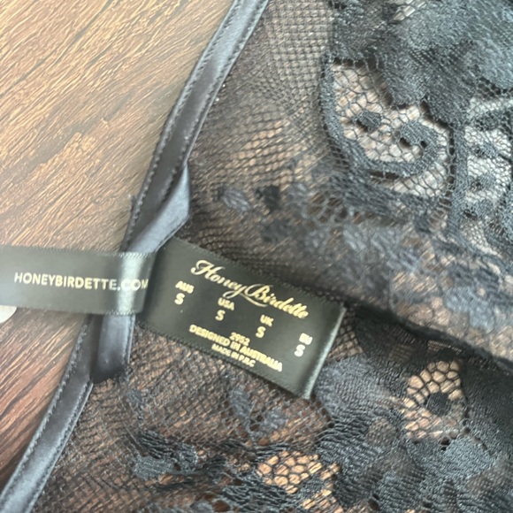Honey Birdette Black Sheer Lace Robe - Picture 4 of 4